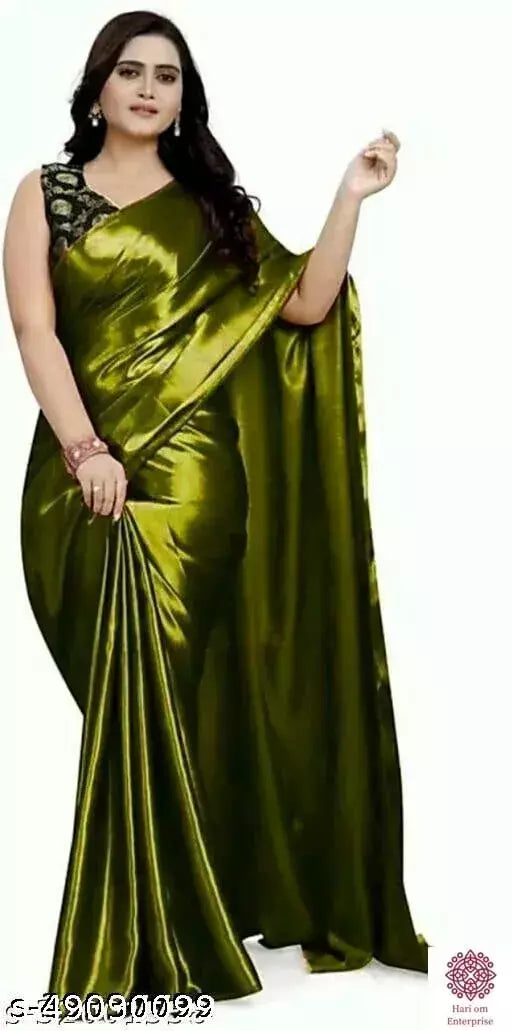 sana silk satin silk Green saree with Blouse