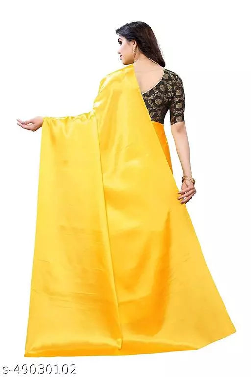 Sana Silk Satin Silk Yellow Saree With Blouse