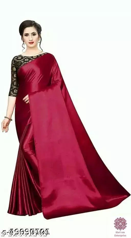 sana silk satin silk mahroon saree with Blouse