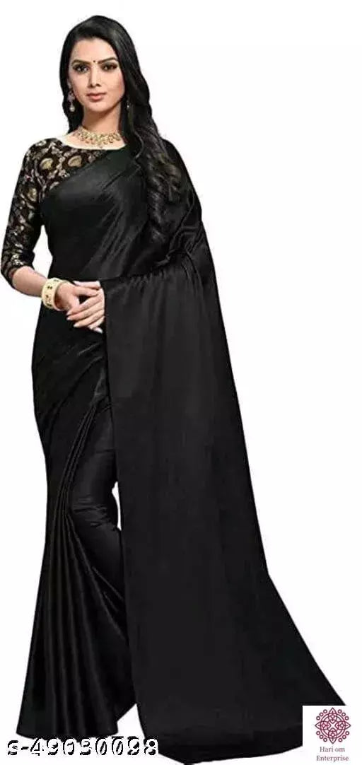 sana silk satin black saree with Blouse